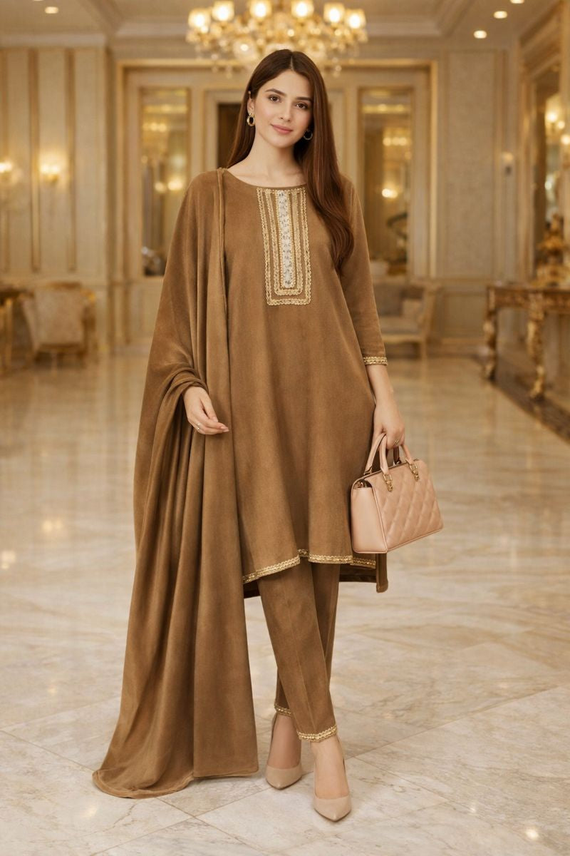 VELVET SUIT FREE SIZE TILL TO XL