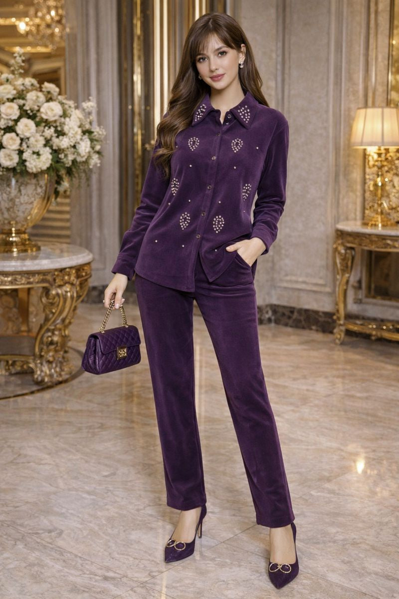 leaves pattern with studded collar cord set free size till to 2xl