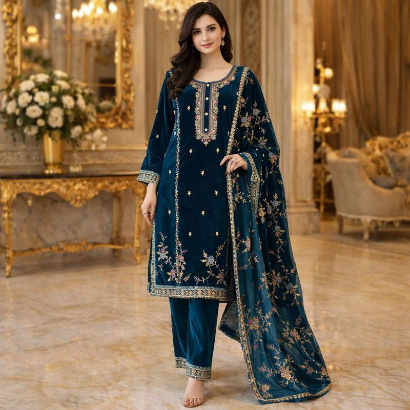 FULL EMBROIDED VELVET SUIT