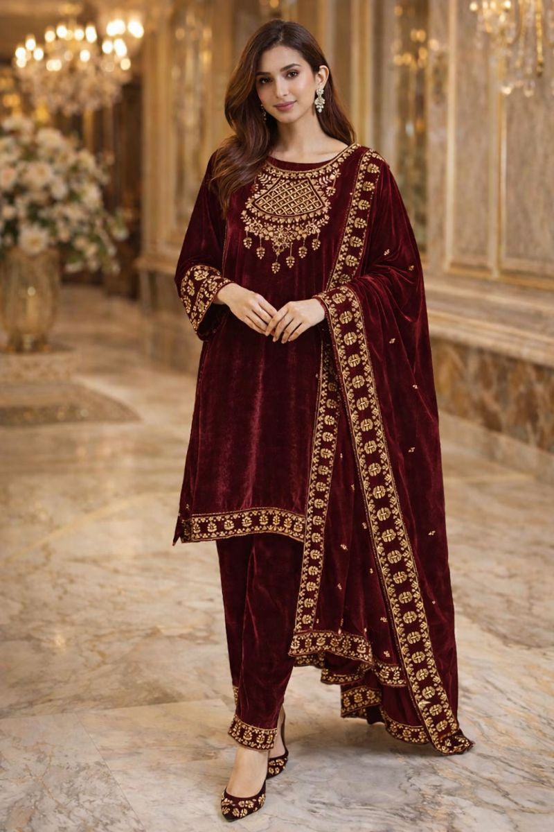 velvet 2 colour suit free size till to 2xl