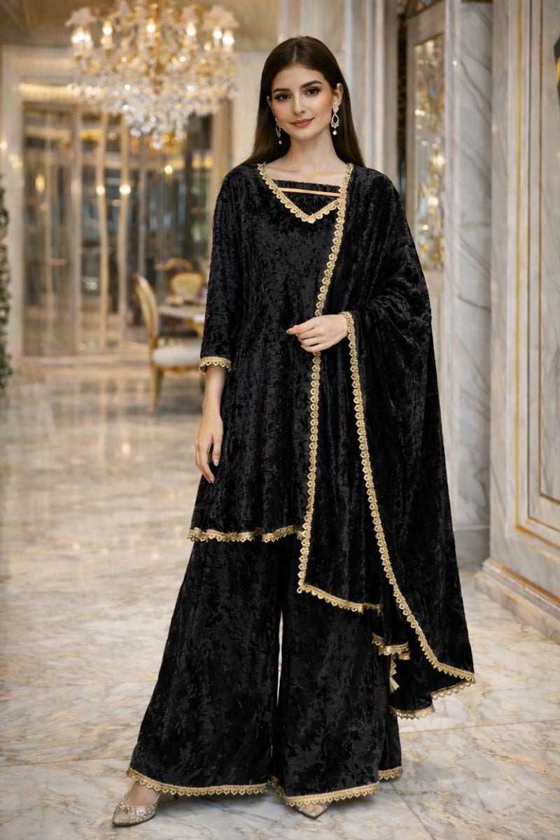 Short Anarkali with sharara free size till to xl