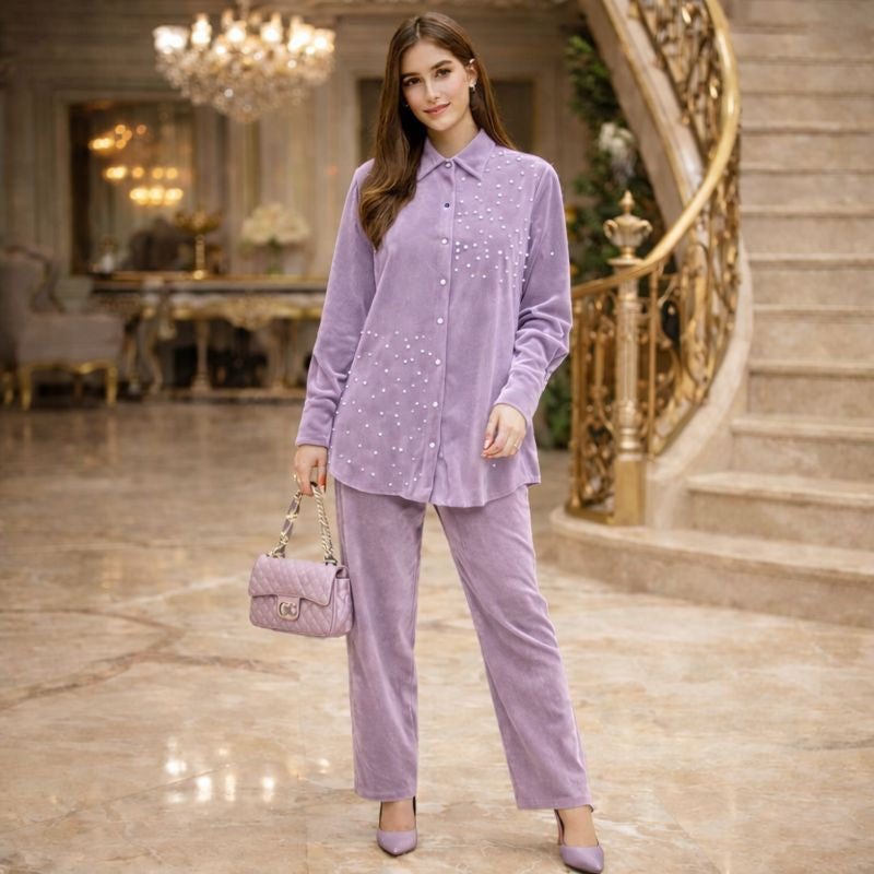 PANEL WORK VELVET CORD SET FREE SIZE TILL TO 3XL