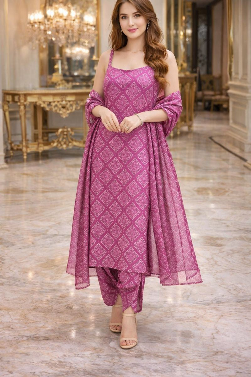 STEP KURTI WITH TULIP PANT FREE SIZE  TILL TO 2XL