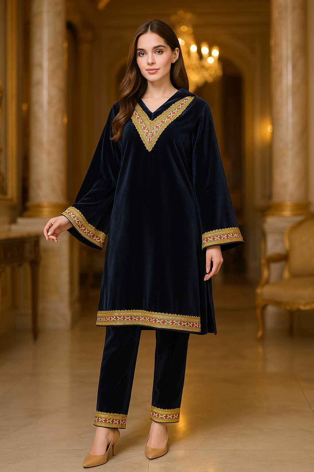 velvet fabric suit Free size till to 4XL-