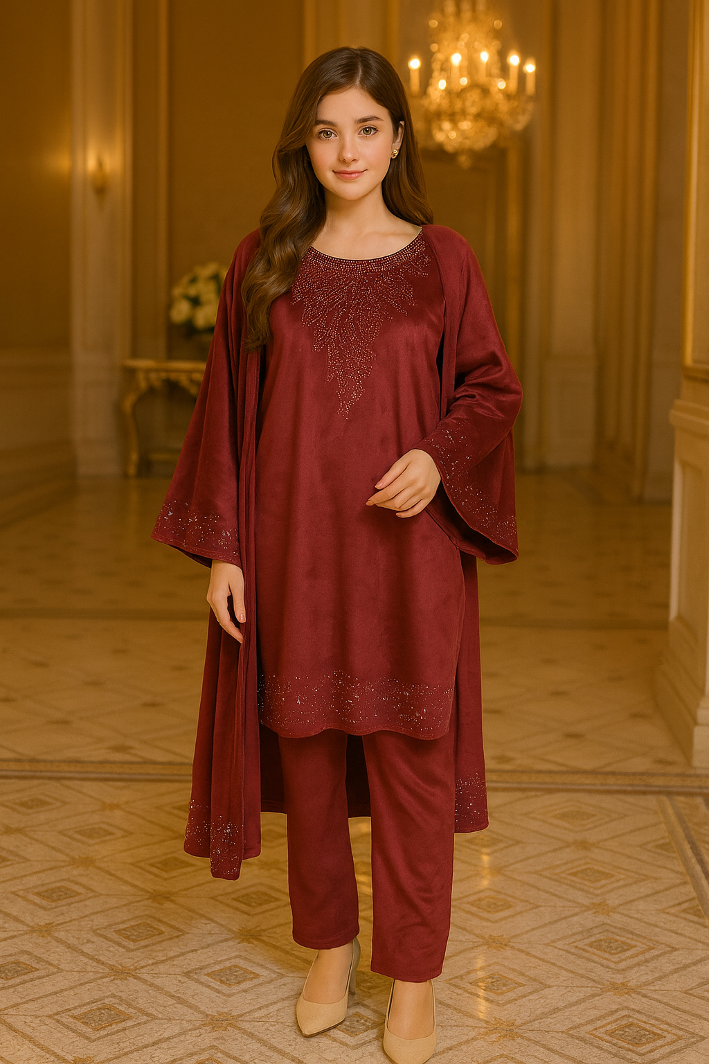 Velvet fabric suits L- 40 to 2xl - 44 free size