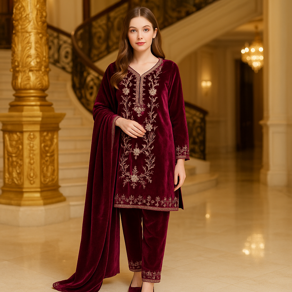 velvet suit with staight pent Size free size m to 2xl-44