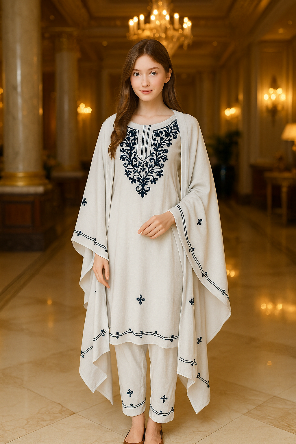 Chicken Kari suit free size upto 4XL - 48