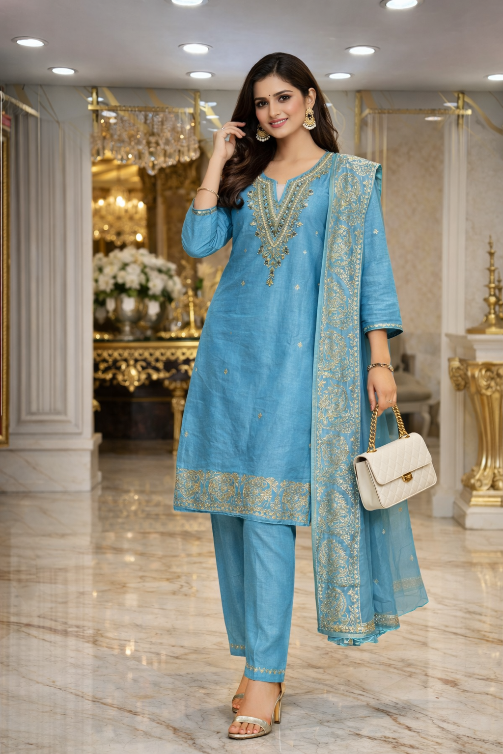 V NECK WORK SUIT WITH STRAIGHT PANT GOOD TILL TO 5XL