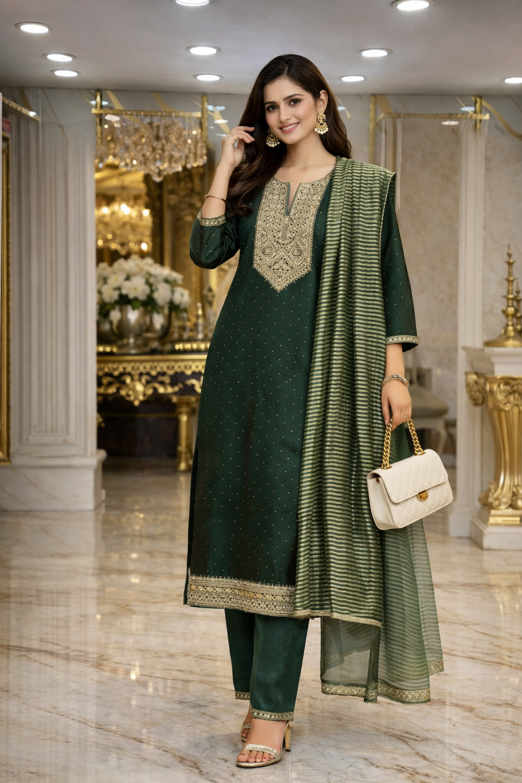 EMBROIDEDRY WORK SUIT WITH STRAIGHT PANT GOOD TILL TOO 5XL