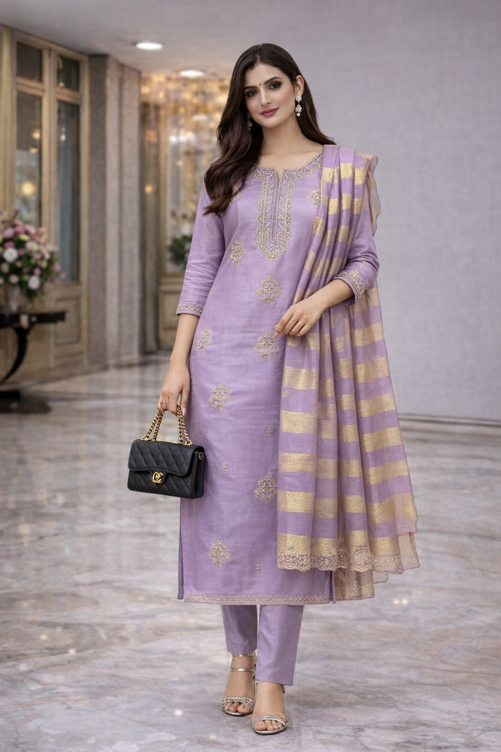 EMBROIDEARY SUIT WITH STRAIGHT PANT GOOD TILL 2XL