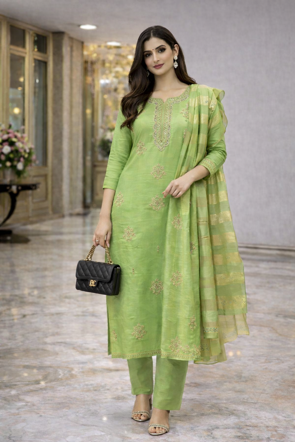 EMBROIDEARY SUIT WITH STRAIGHT PANT GOOD TILL 2XL