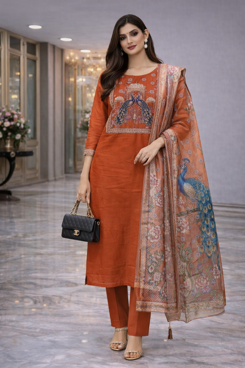 PEACOCK PRINTE SUIT GOOD TILL TO 2XL