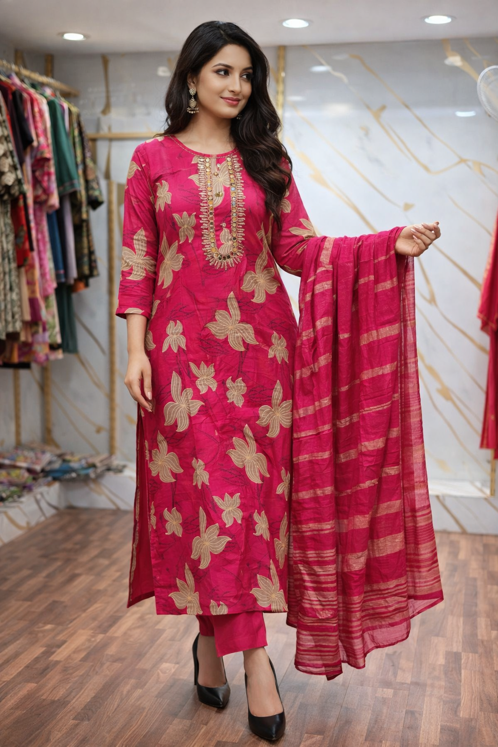 FLOWER FULL PRINTE SUIT STRAIGHT PANT GOOD TILL TO 6XL