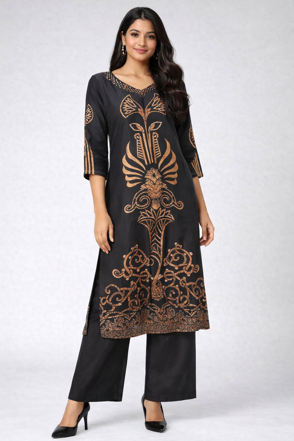 PRINTED BLACK CORDSET GODD  TILL TO 2XL