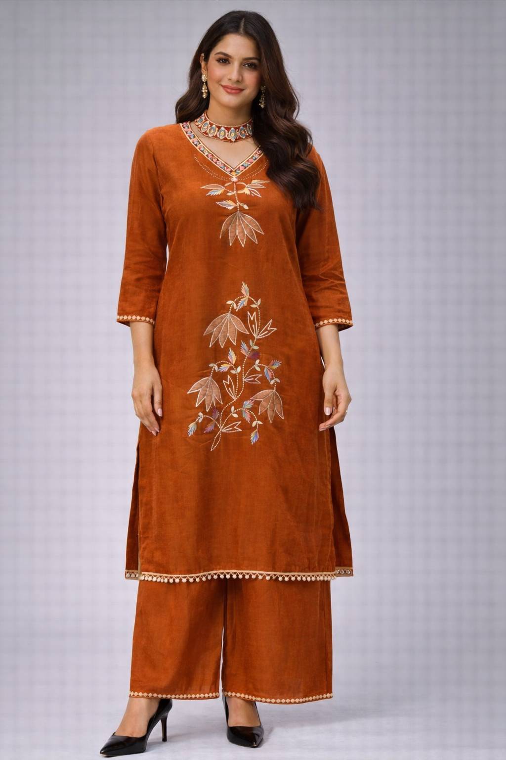 SHORT KURTI PLAZZO WITH CHOKKAR SRTYL CHUNNI GOOD TILL TO 2XL