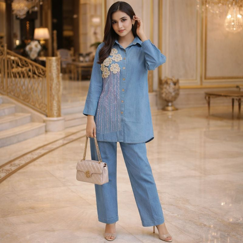 DENIM FLOWER PATCHES  GOOD TILL TO L TO 5XL