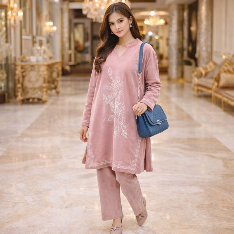 KASHMIRI EMBROIDARY VELVET CORD SET