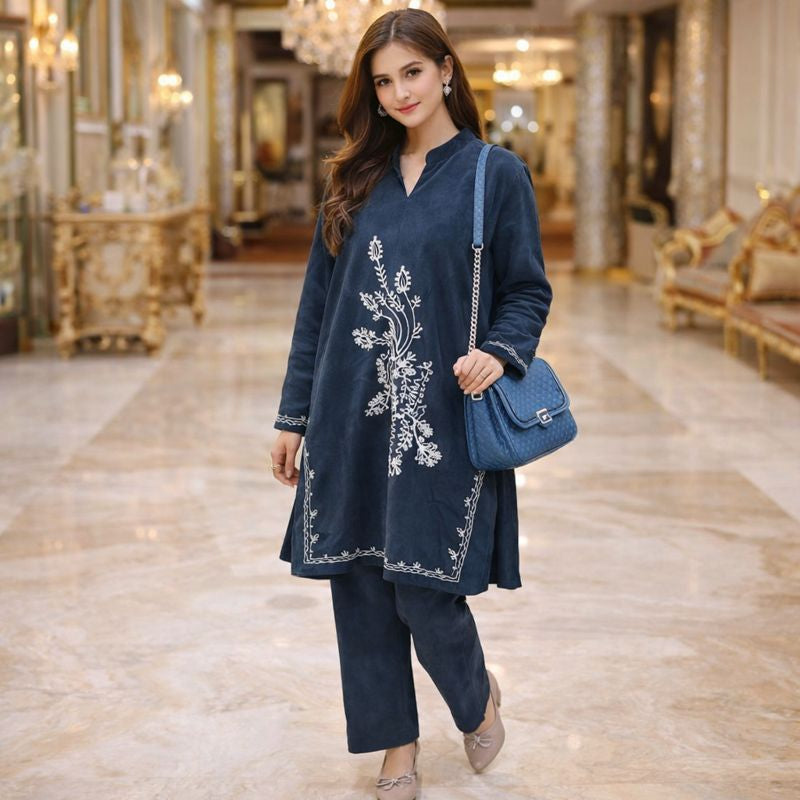 KASHMIRI EMBROIDARY VELVET CORD SET