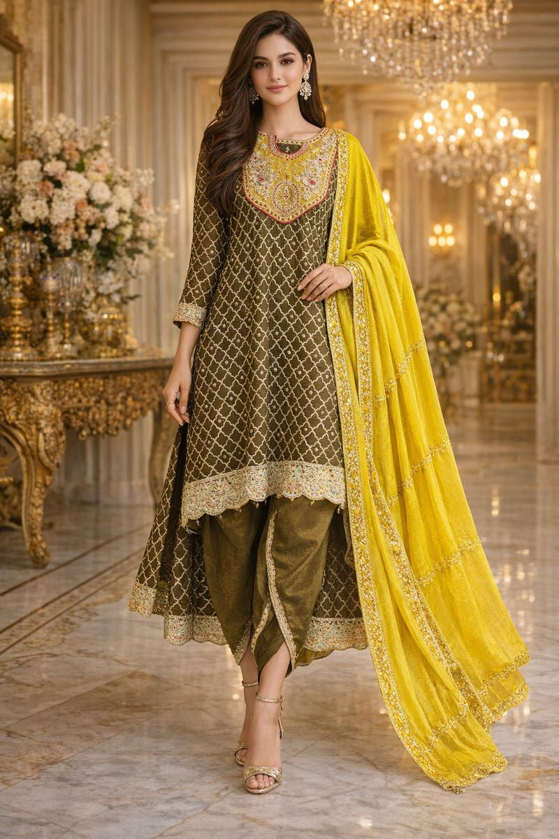 SHORT ANARKALI WITH TULIP PANT FREE SIZE TILL  TO 2XL