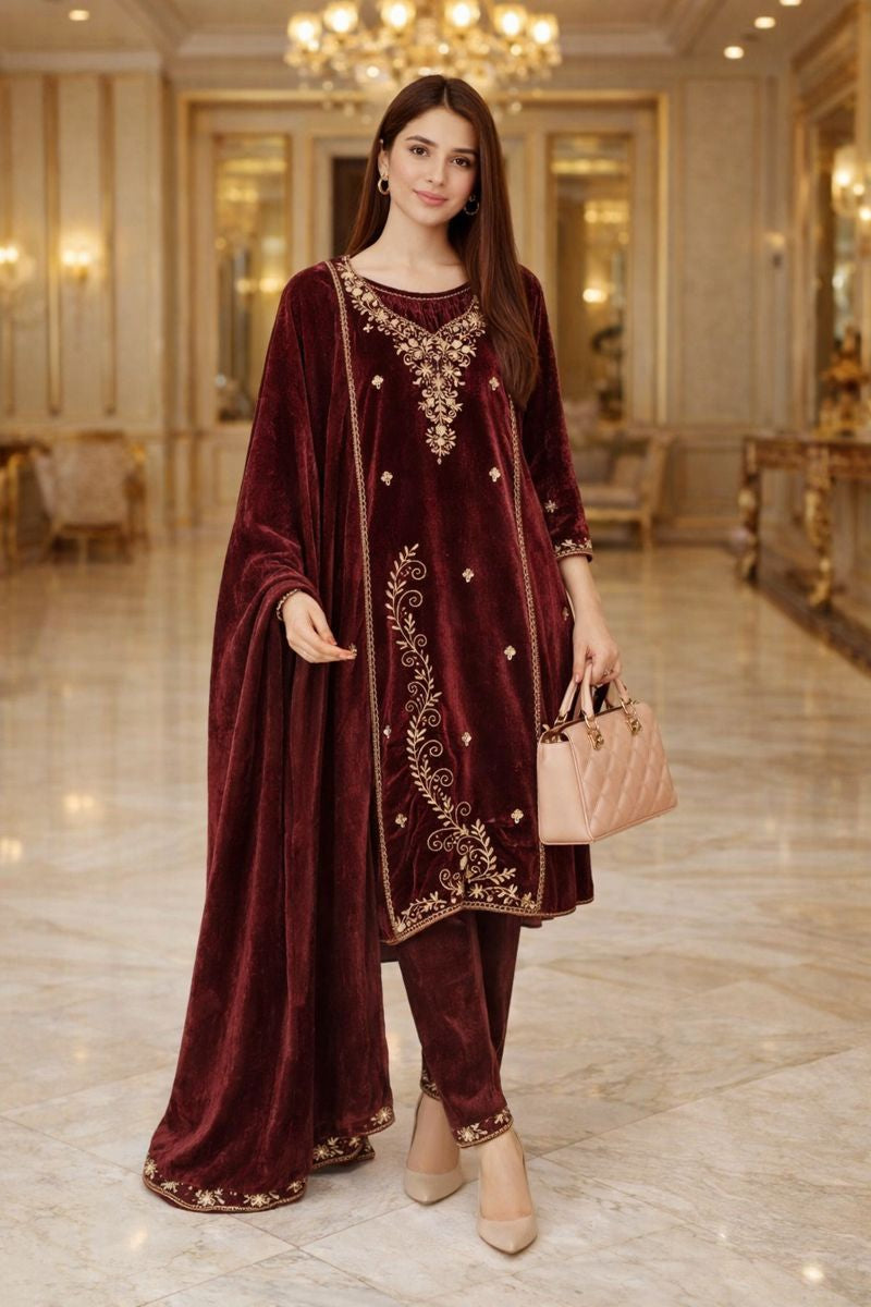 velvet suit free size till to 2xl