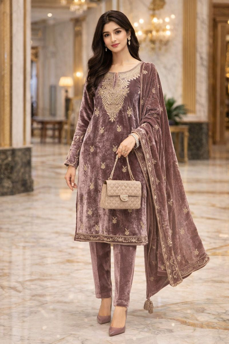 EMBROIDARY VELVET SUIT