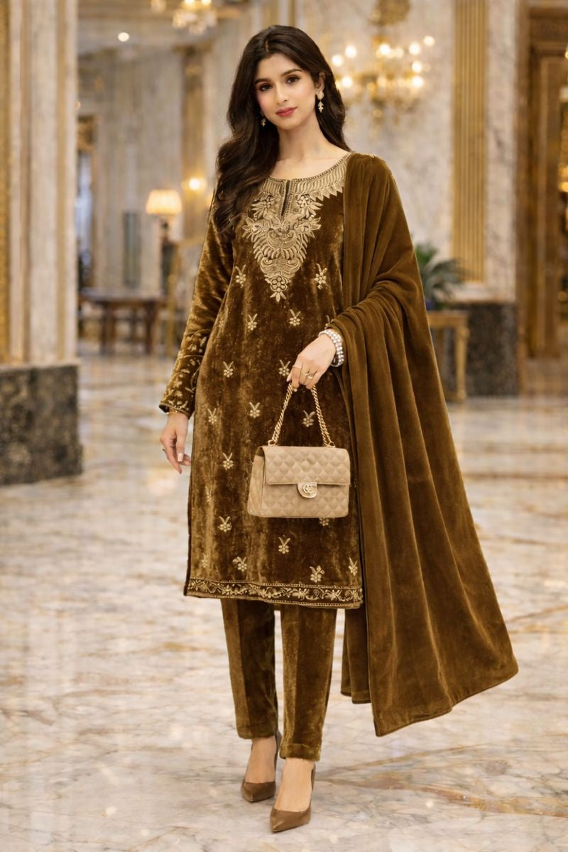 EMBROIDARY VELVET SUIT