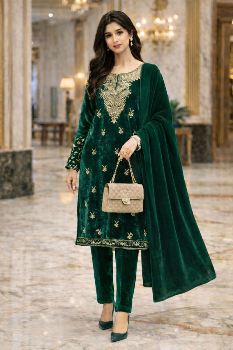 EMBROIDARY VELVET SUIT