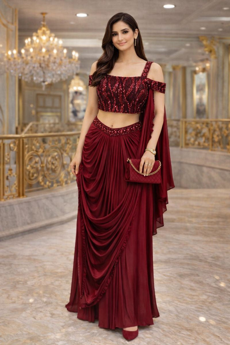 INDO WESTERN DRESS FREE SIZE TILL TO XL