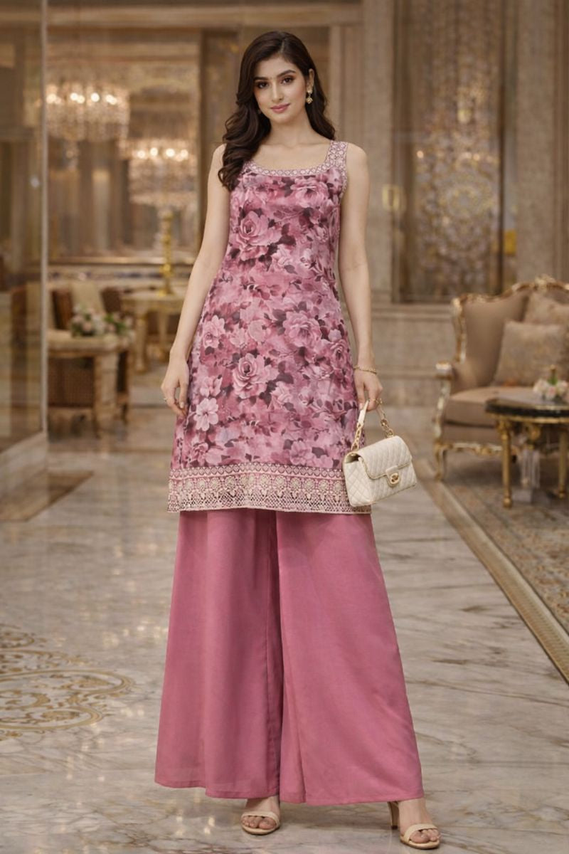 KURTI WITH PLAZZO FREE SIZE TILL TO XL