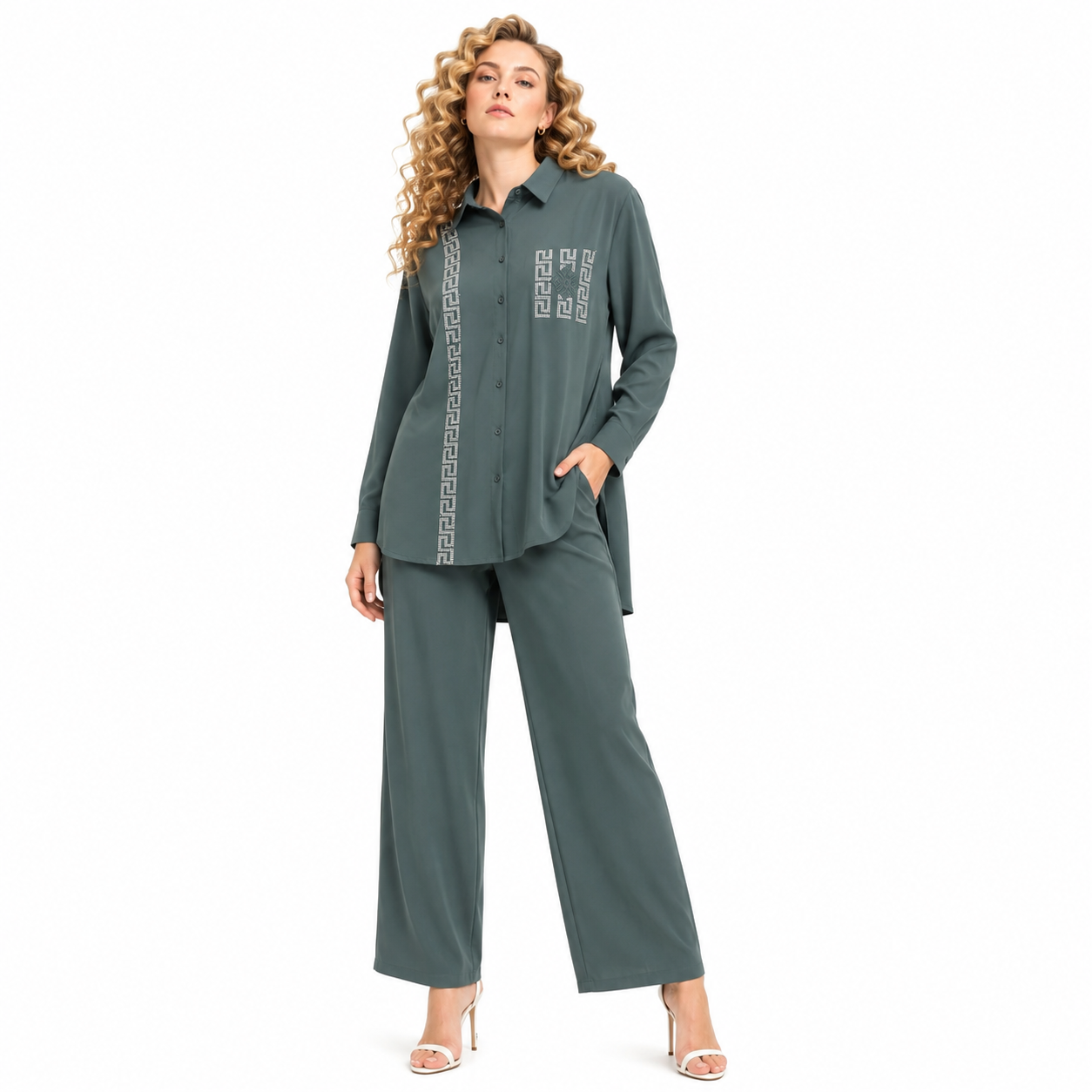 PLUS SIZE RHINSTONE WORK CORD SET