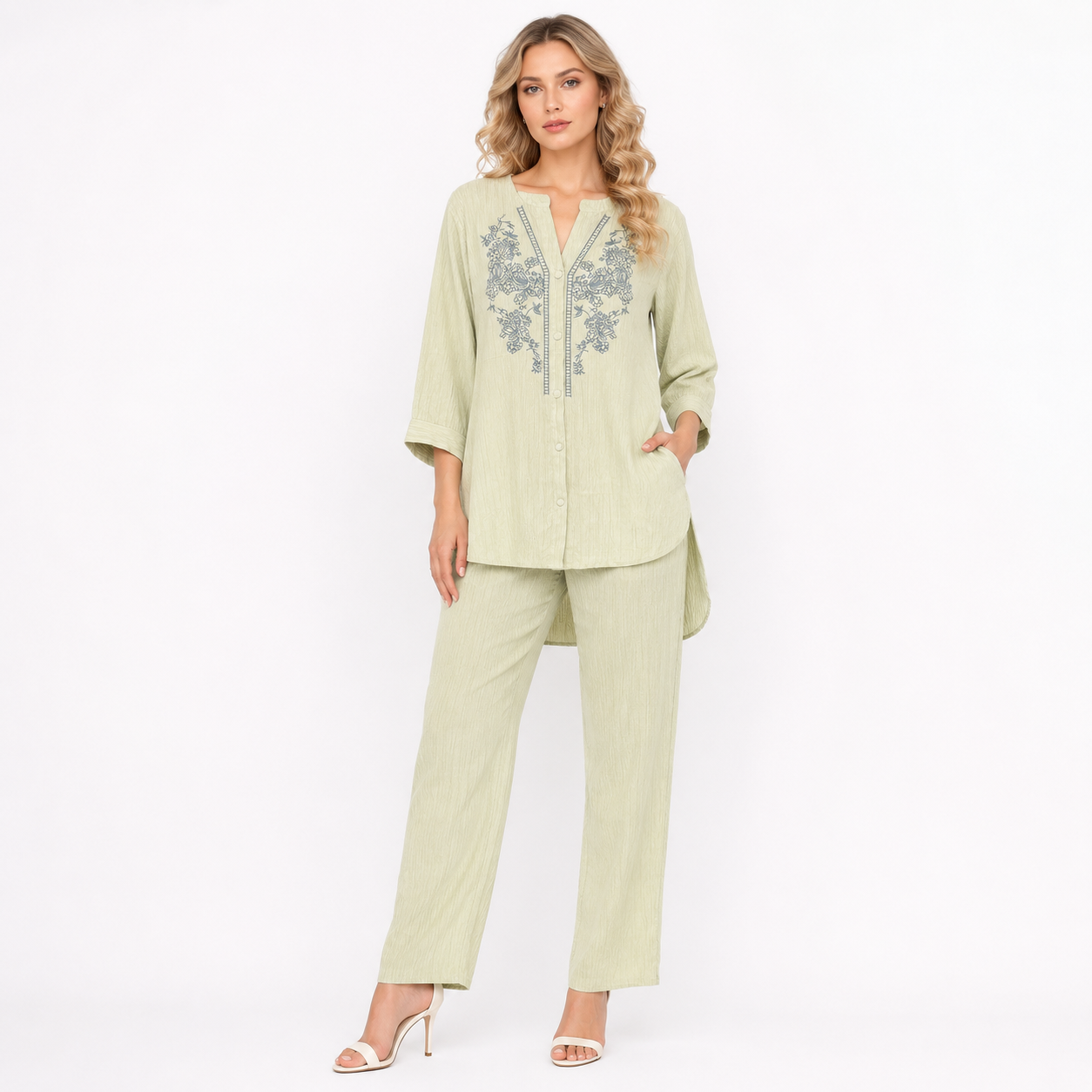 Shirt & Straight Pants Co-Ord Set