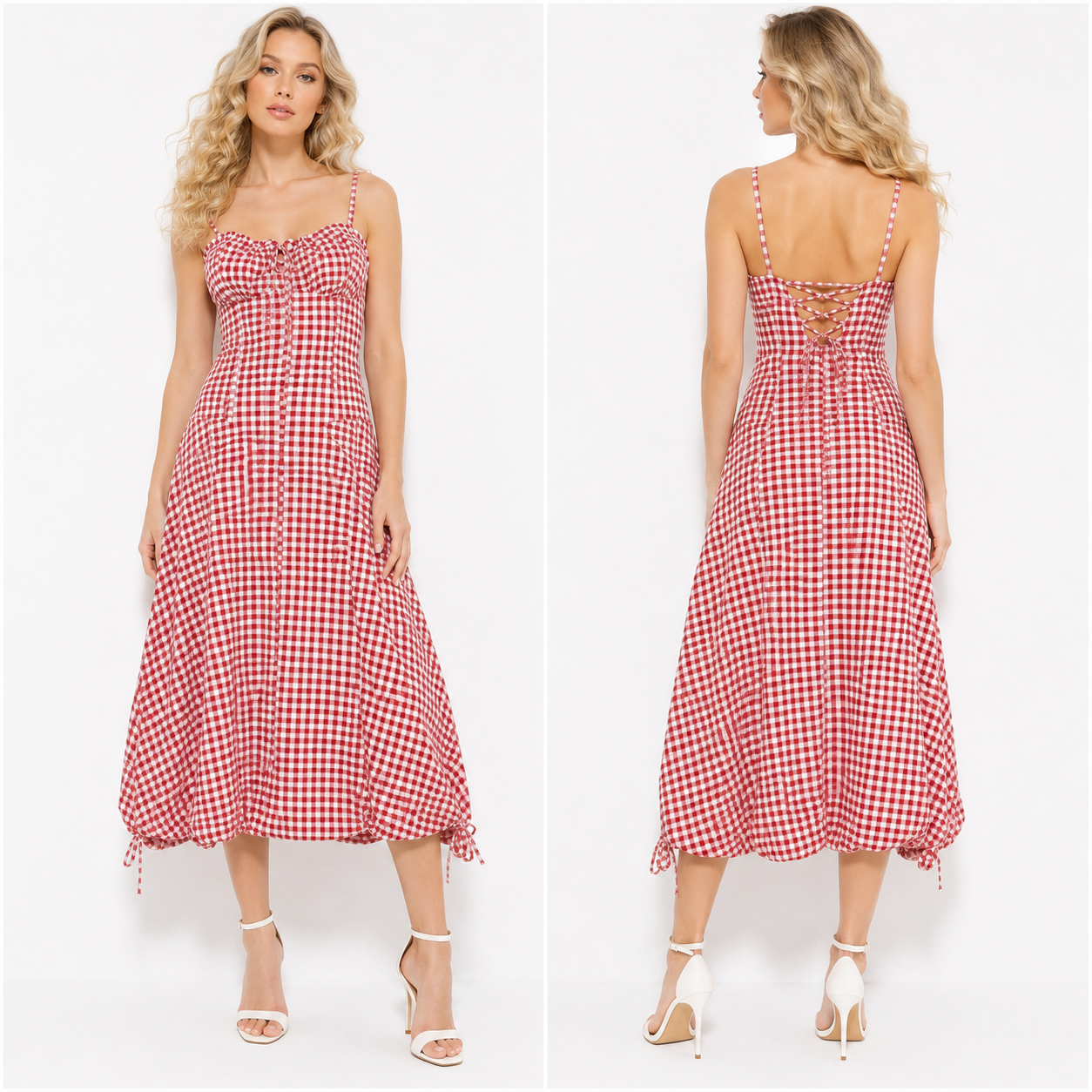 checked pattern tube dress
