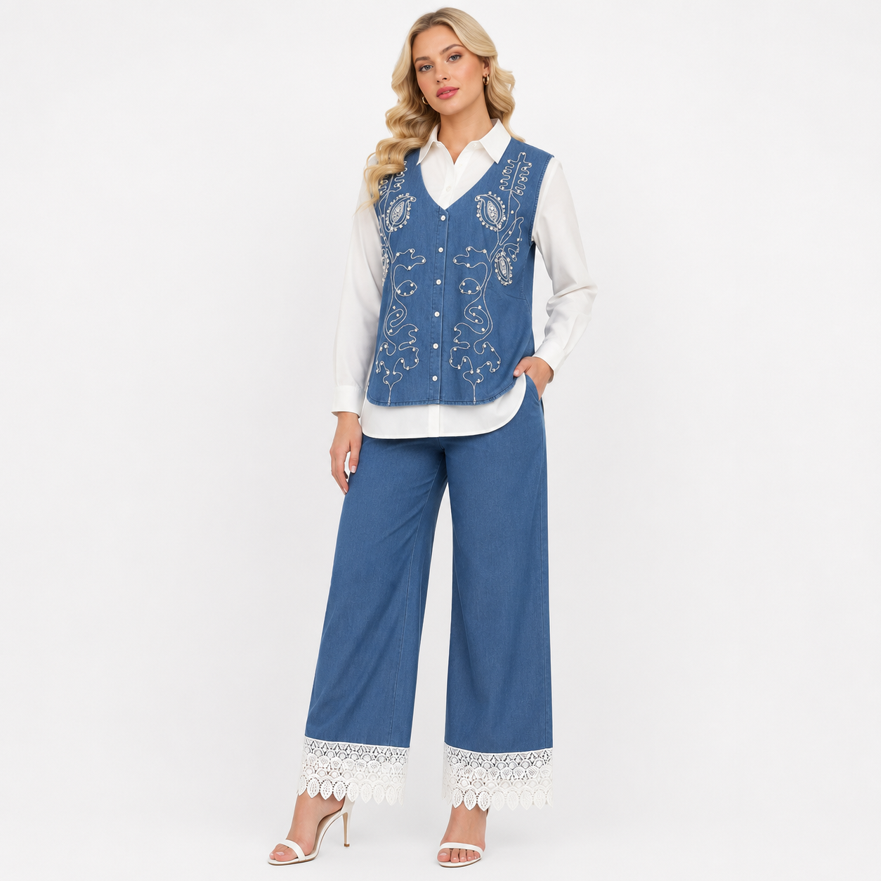 Premium Cotton Denim with Cotton Poplin Shirt