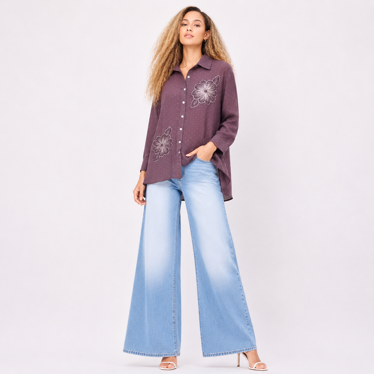 2 patch flower shirt style top