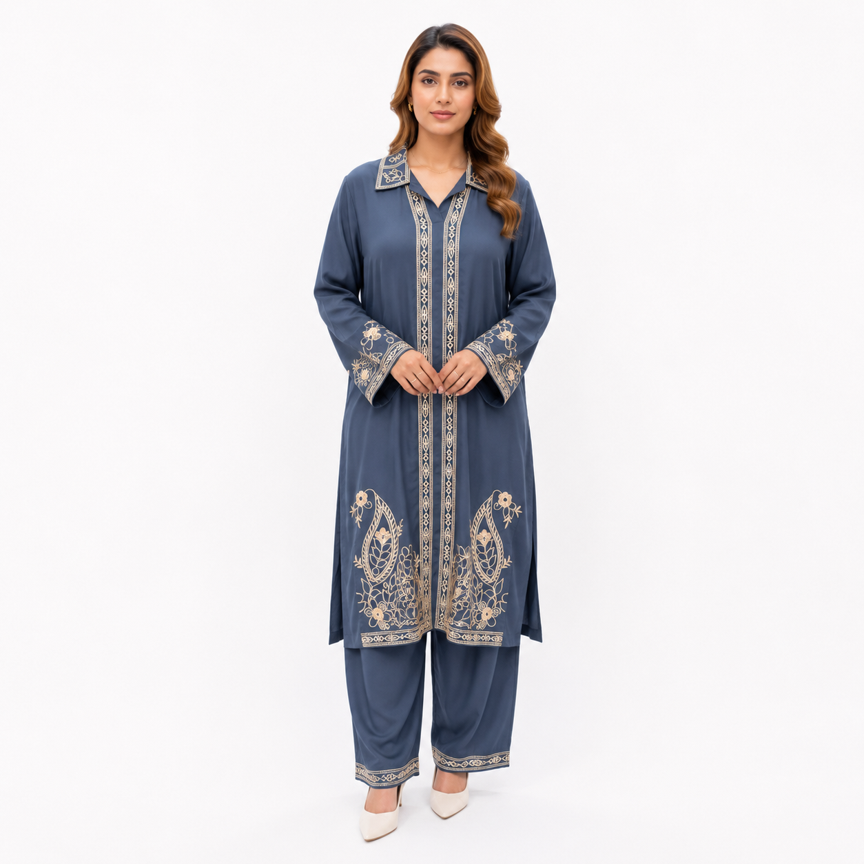 THREAD PEACOCK WORK KURTI STYLE CORD SET