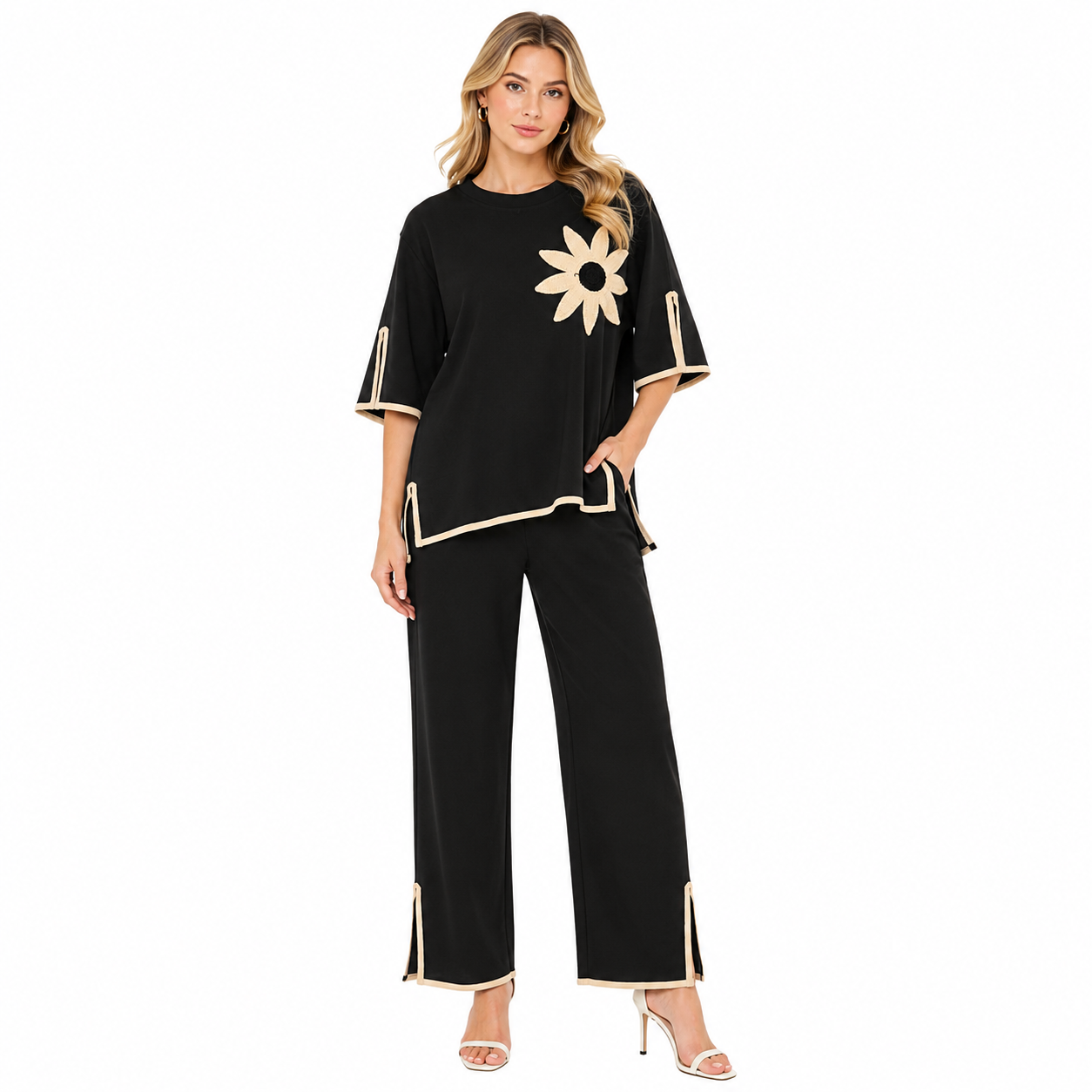 T-SHIRT SUNFLOWER PATCH CORD SET