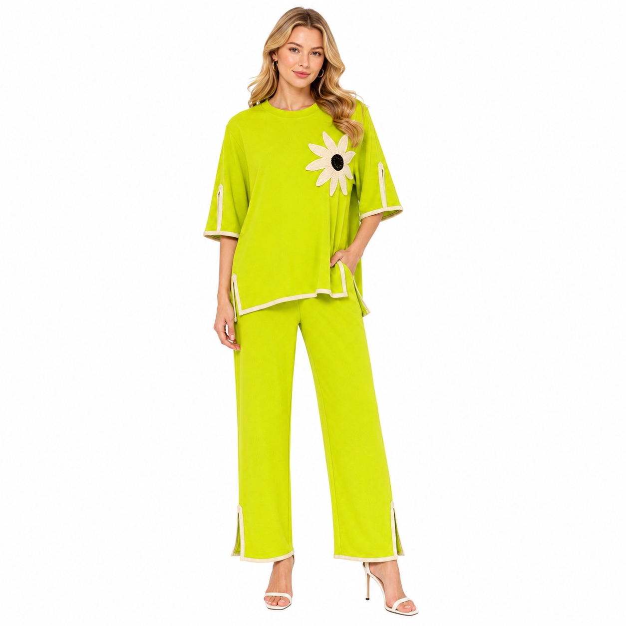 T-SHIRT SUNFLOWER PATCH CORD SET