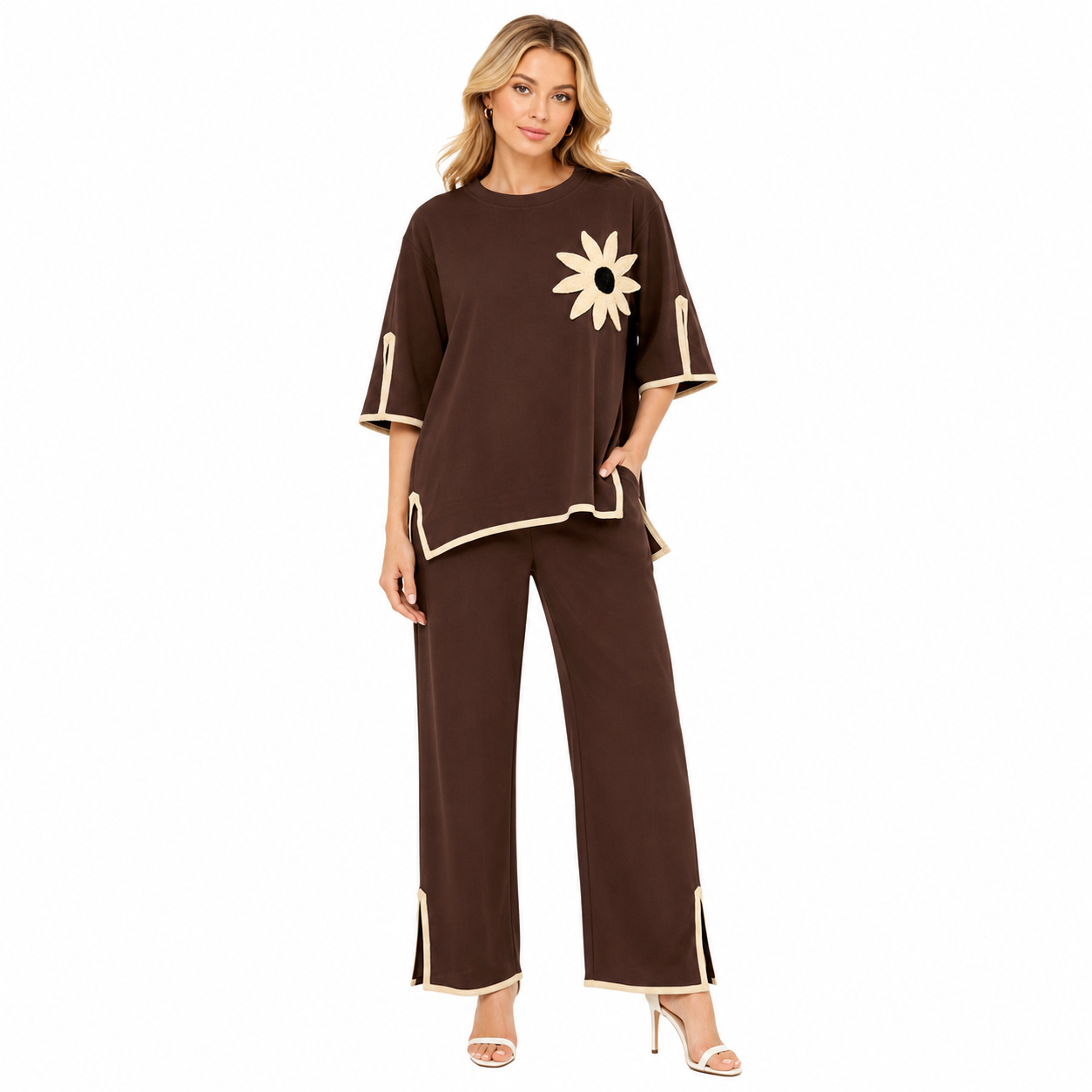 T-SHIRT SUNFLOWER PATCH CORD SET