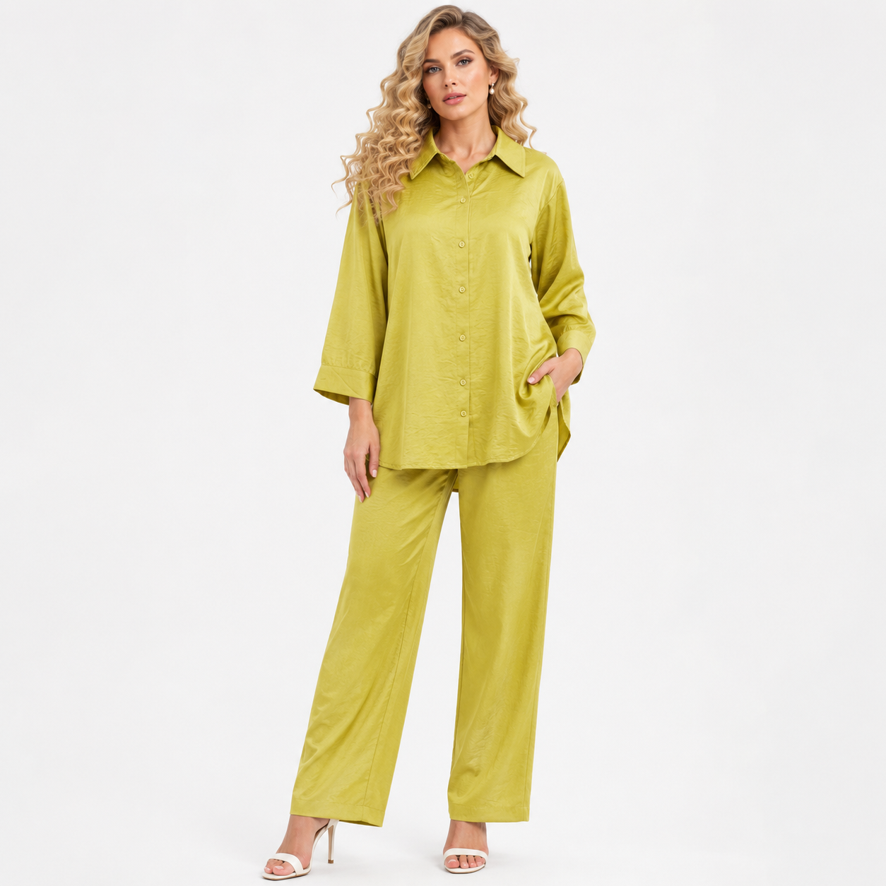 shirt style shinning cord set