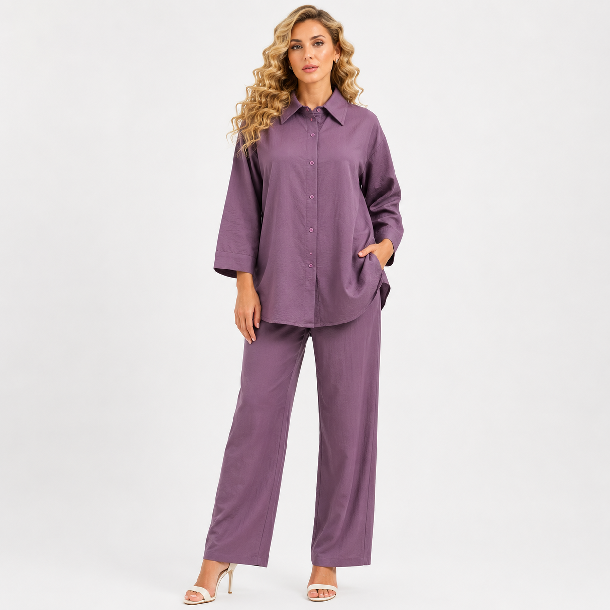 shirt style shinning cord set