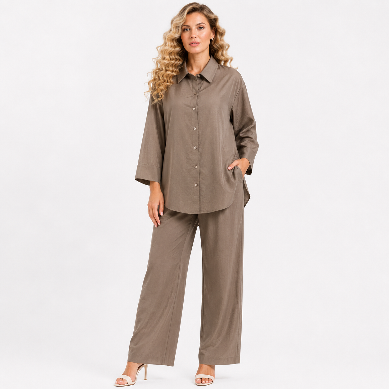 shirt style shinning cord set