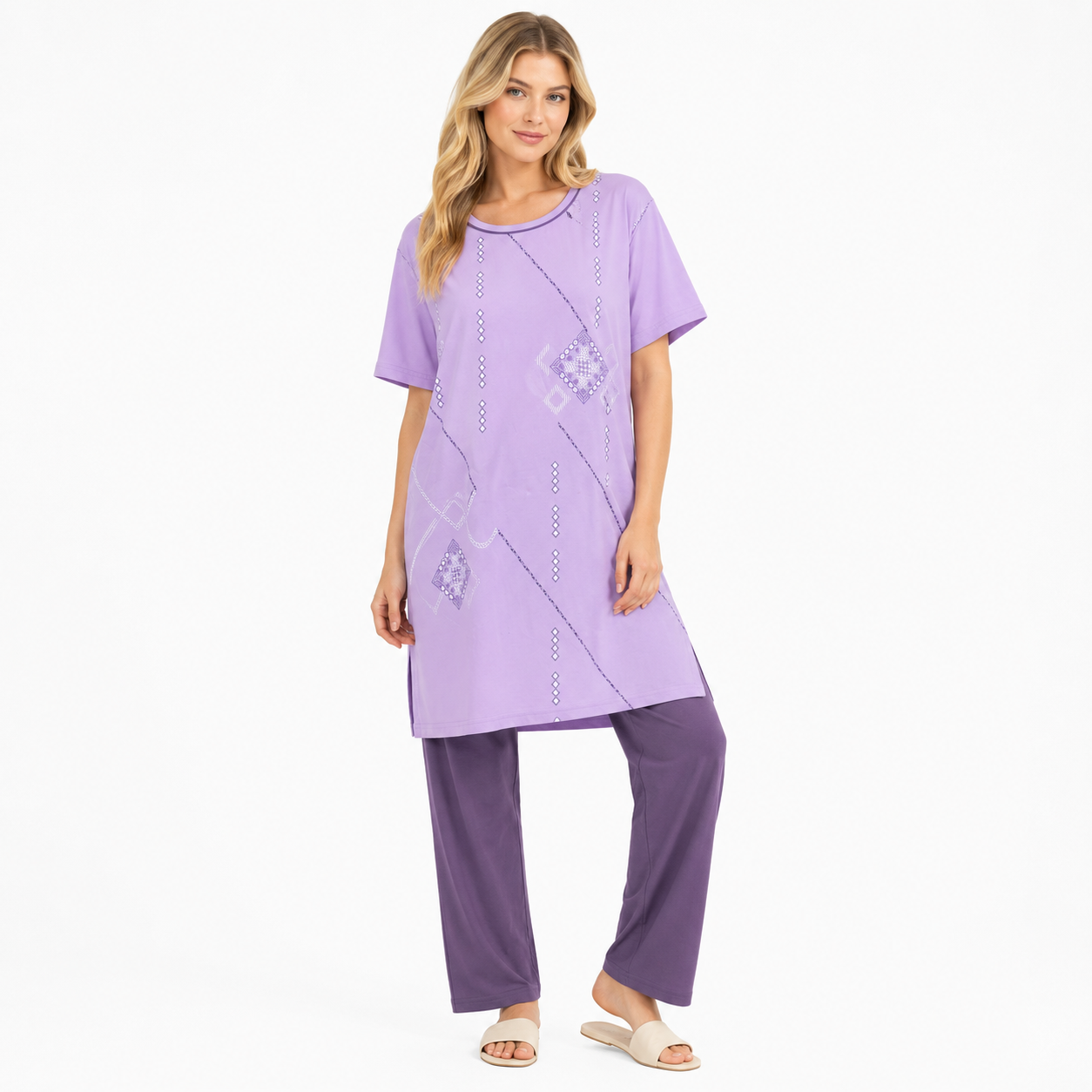 6XL LIGHT PURPLE  CONTRAST NIGHT SUITS