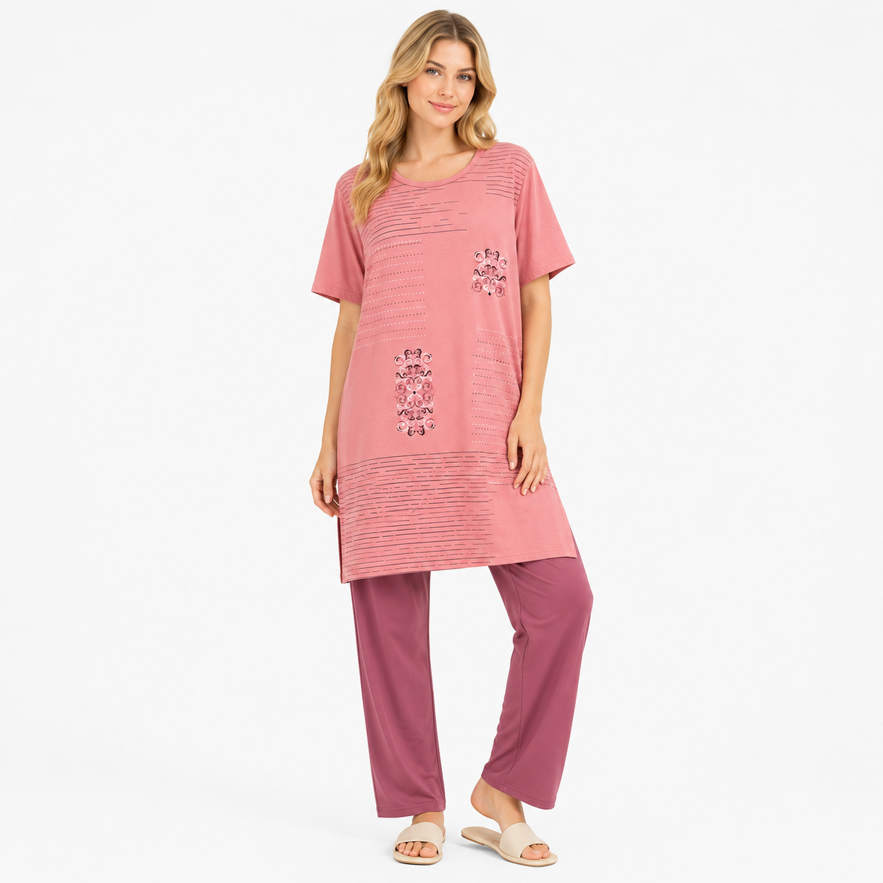 6XL PINK CONTRAST NIGHT SUITS