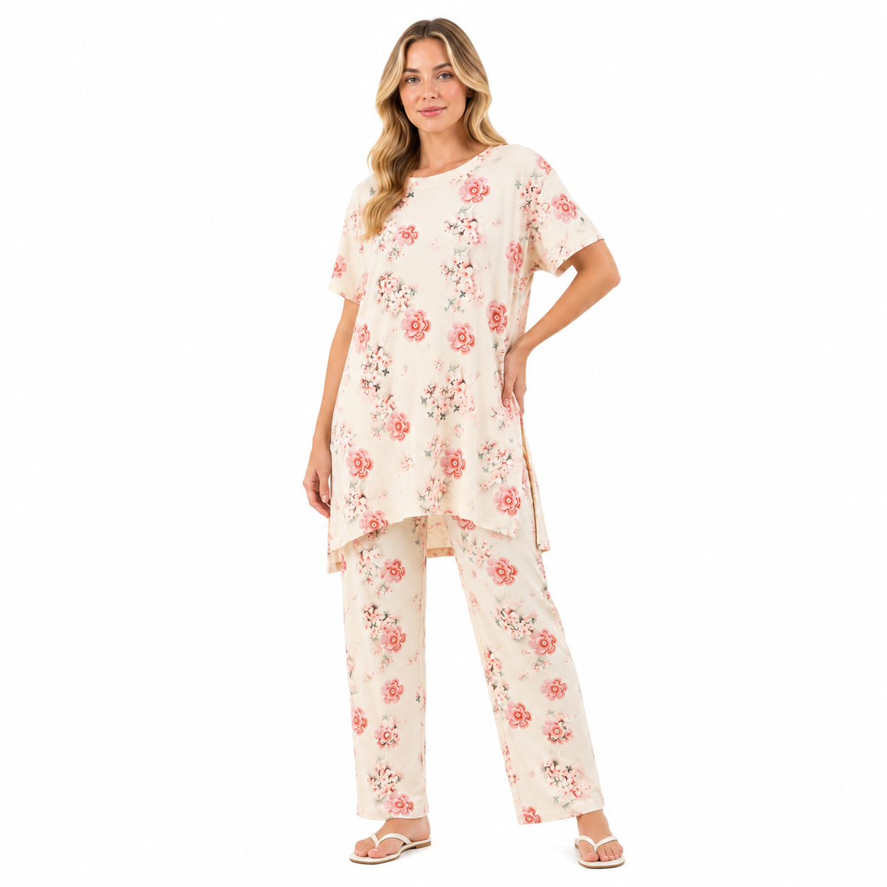 4XL WHITE PRINTED NIGTH SUITS