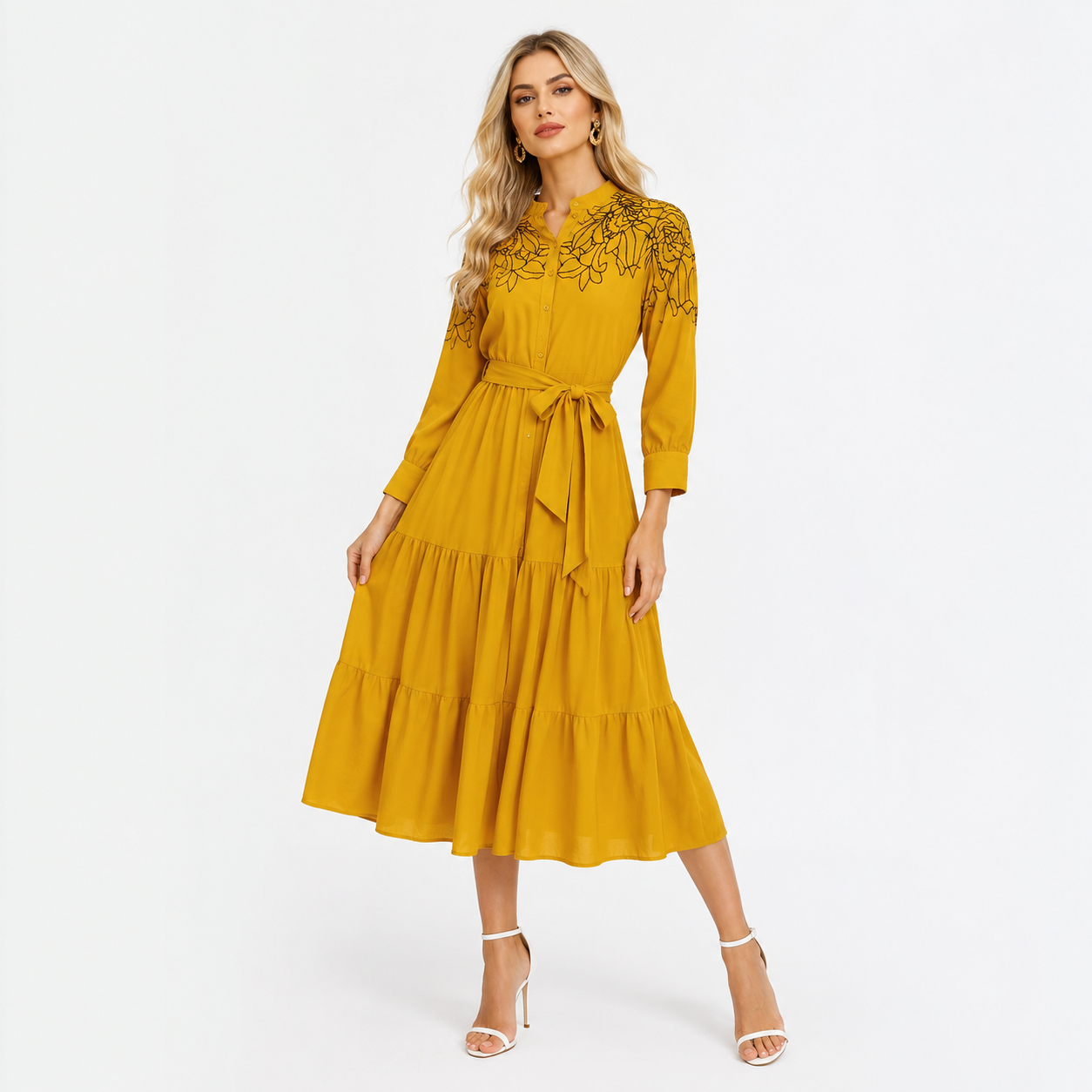 FRILL THREAD WORK DRESS