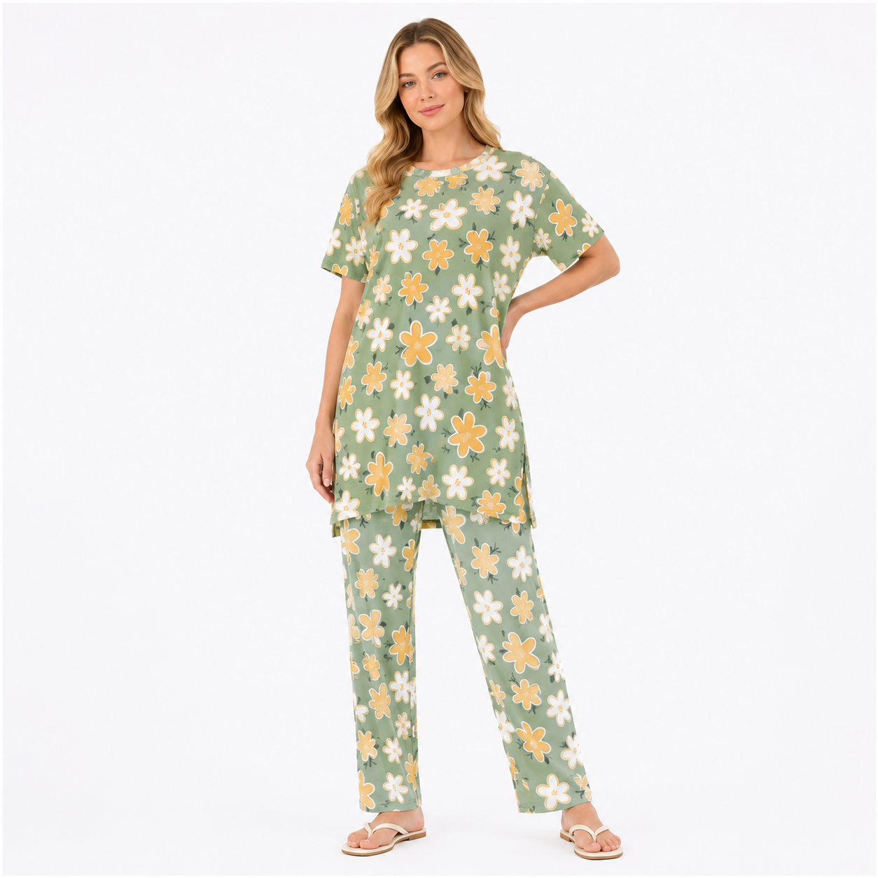 XL GREEN PRINTED NIGHT SUITS