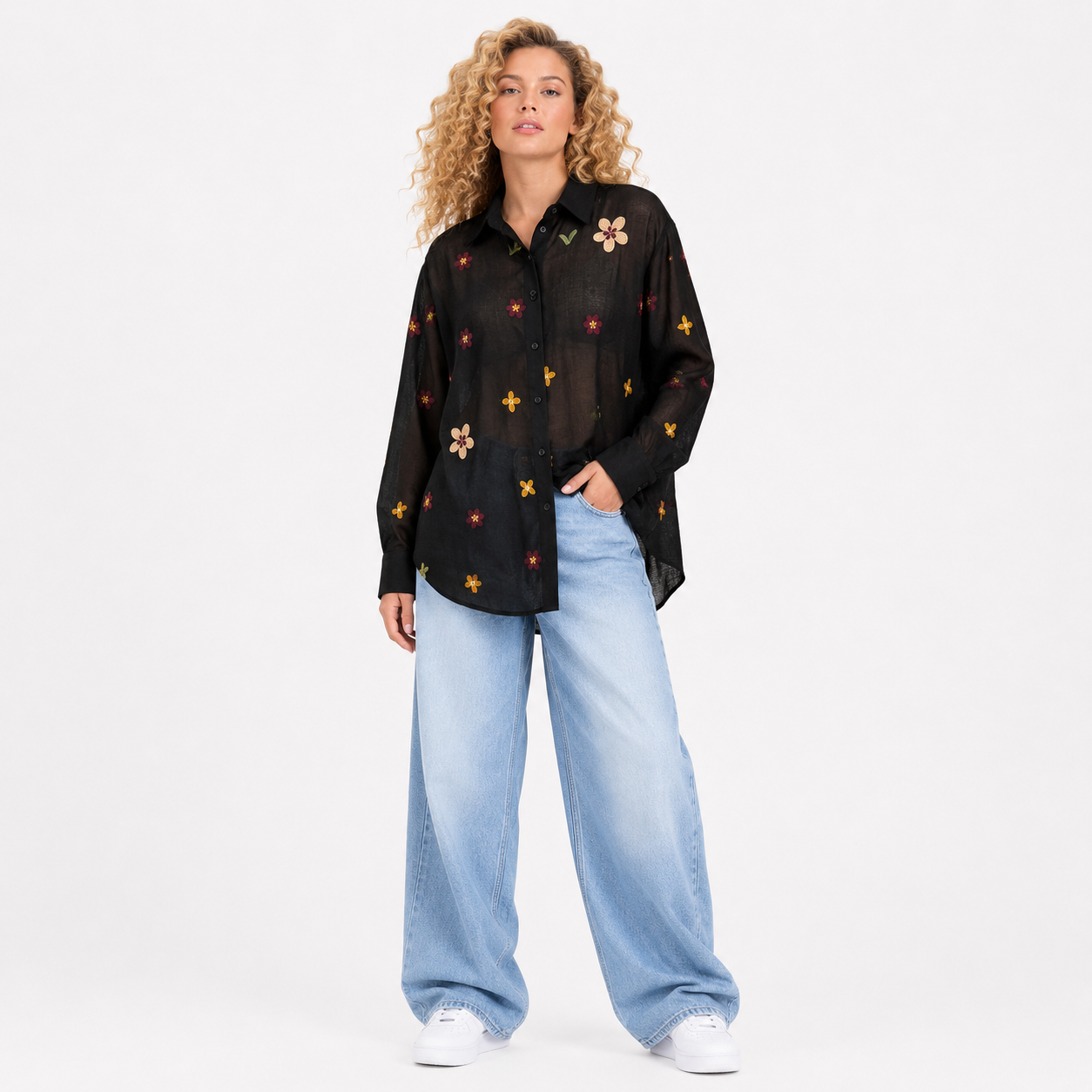 little flower embroidery tops