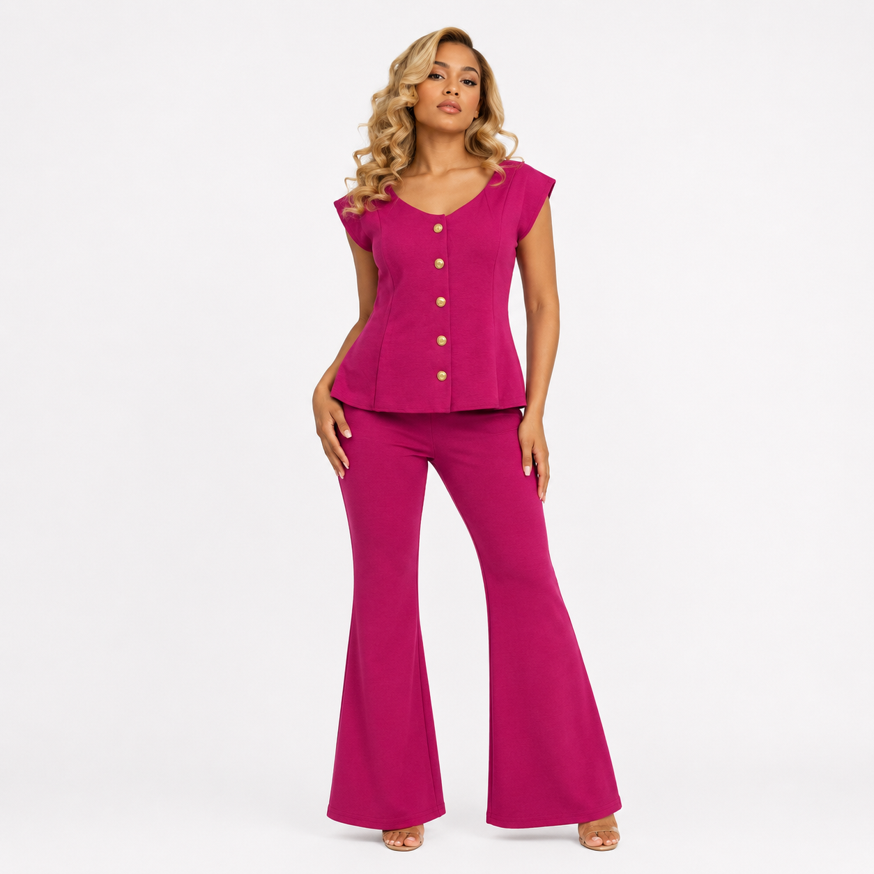 BELL BOTTOM CROP TOP CORD SET