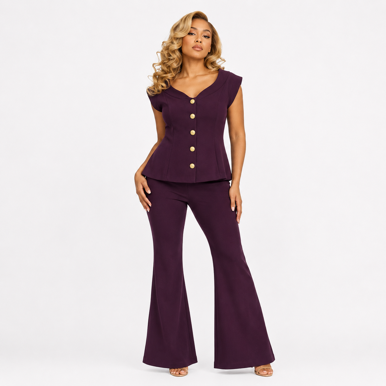 BELL BOTTOM CROP TOP CORD SET