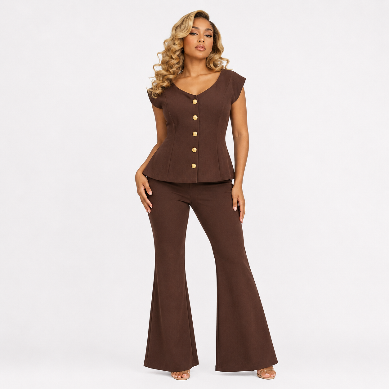 BELL BOTTOM CROP TOP CORD SET